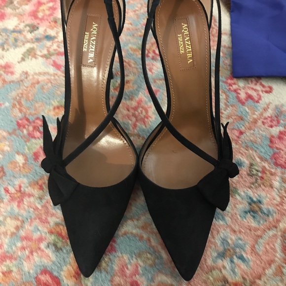 COPY - Aquazzura Parisienne 105 Pump Black Suede Size 38 - Picture 3 of 10